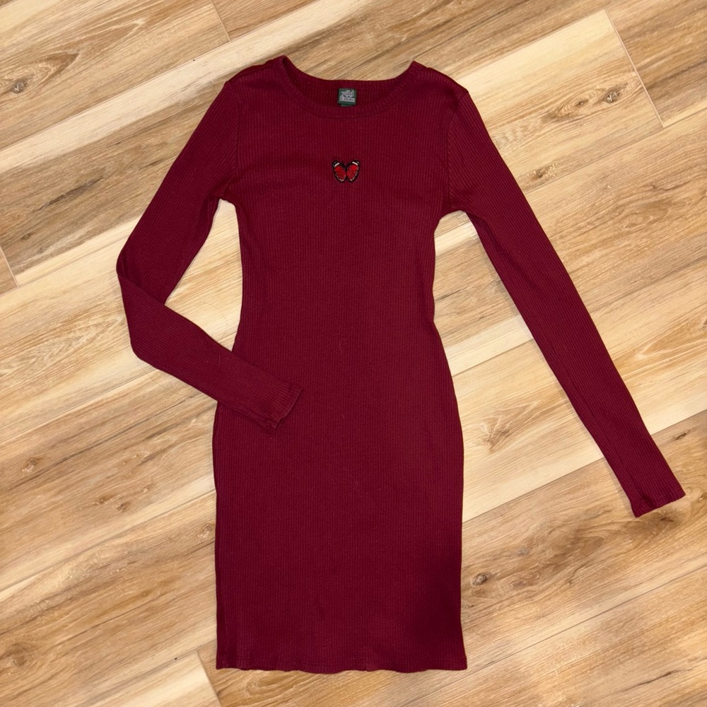 Burgundy Long Sleeve Dress